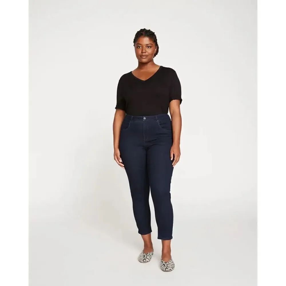 Universal Standard Seine dark wash high rise 16 ankle jeans